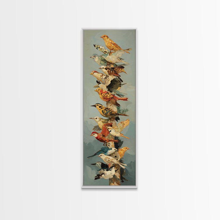 Floating House Carried by Colorful Birds Framed Canvas Print, Whimsical Art, Framed Wall Art, Living Room Decor, Wonder, WHI-1x3-19