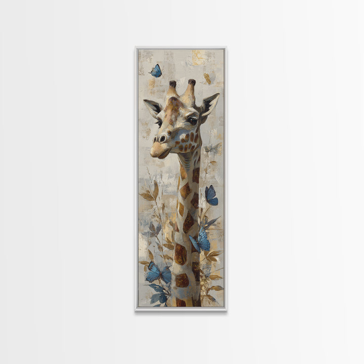 Giraffe with Scarf and Butterflies Canvas Print, Whimsical Art, Nursery Art, Living Room Decor, Fine Art, Wonder, WHI-1x3-22