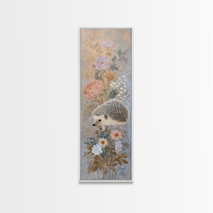 Hedgehog Carrying Wildflowers Canvas Print, Whimsical Art, Whimsical, Living Room Decor, Watercolor Art, Wonder, Nursery Art, WHI-1x3-27