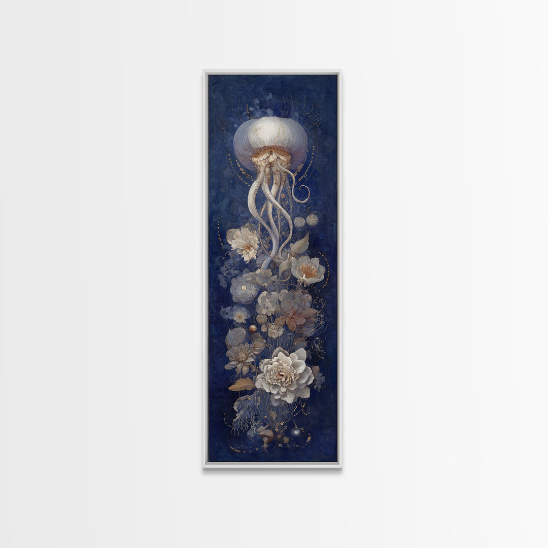 Octopus Conductor with Tiny Instruments Framed Canvas Print, Whimsical Art, Nursery Prints, Living Room Decor, Oil Painting, WHI-1x3-30