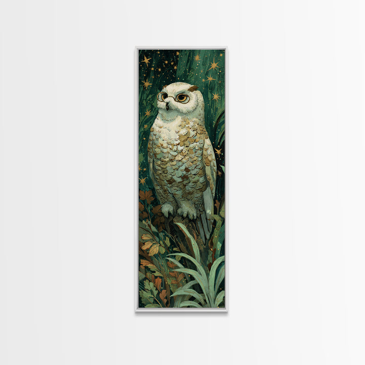 Owl Wearing Spectacles Among Stars Canvas Print, Whimsical Art, Neutral Decor, Living Room Decor, Fine Art, Wonder, Home Decor, WHI-1x3-42