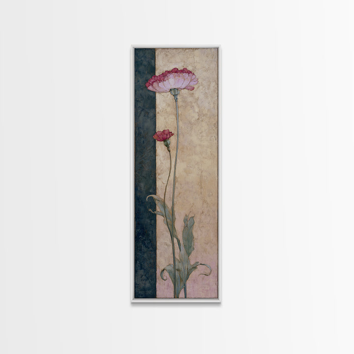Robot Watering a Single Flower Canvas Print, Whimsical Art, Dark Academia Decor, Living Room Decor, Fine Art, Wonder, WHI-1x3-81