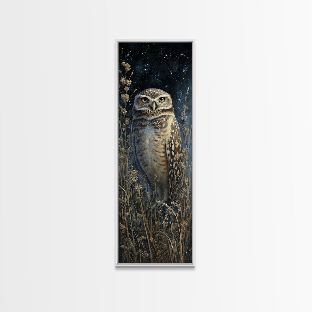 Owl Wearing Spectacles Among Stars Canvas Print, Whimsical Art, Wall Art, Living Room Decor, Oil Painting, Wonder, WHI-1x3-90