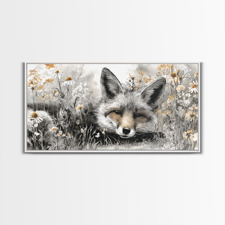 Fox Wearing a Tiny Crown Framed Canvas Print, Whimsical Art, Framed Wall Art, Living Room Decor, Oil Painting, Wonder, WHI-2x1-45