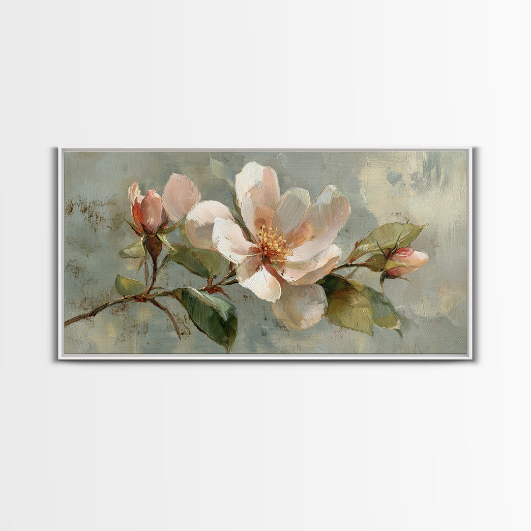 Robot Watering a Single Flower Framed Canvas Print, Whimsical Art, Art Nouveau, Living Room Decor, Wonder, Nursery Wall Decor, WHI-2x1-65