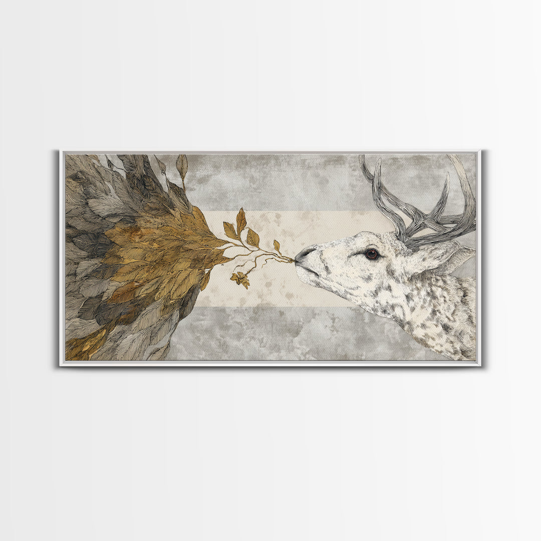 Bird Delivering a Tiny Love Letter Framed Canvas Print, Whimsical Art, Nursery Wall Art, Living Room Decor, Fine Art, Wonder, WHI-2x1-91