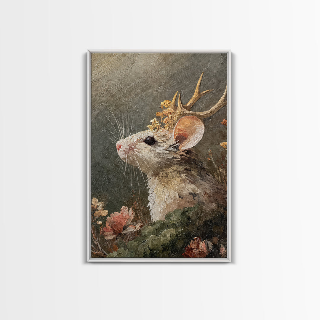 Mouse Ballerina in a Rose Garden Framed Canvas Print, Whimsical Art, Living Room Decor, Watercolor Art, Wonder, WHI-2x3-19