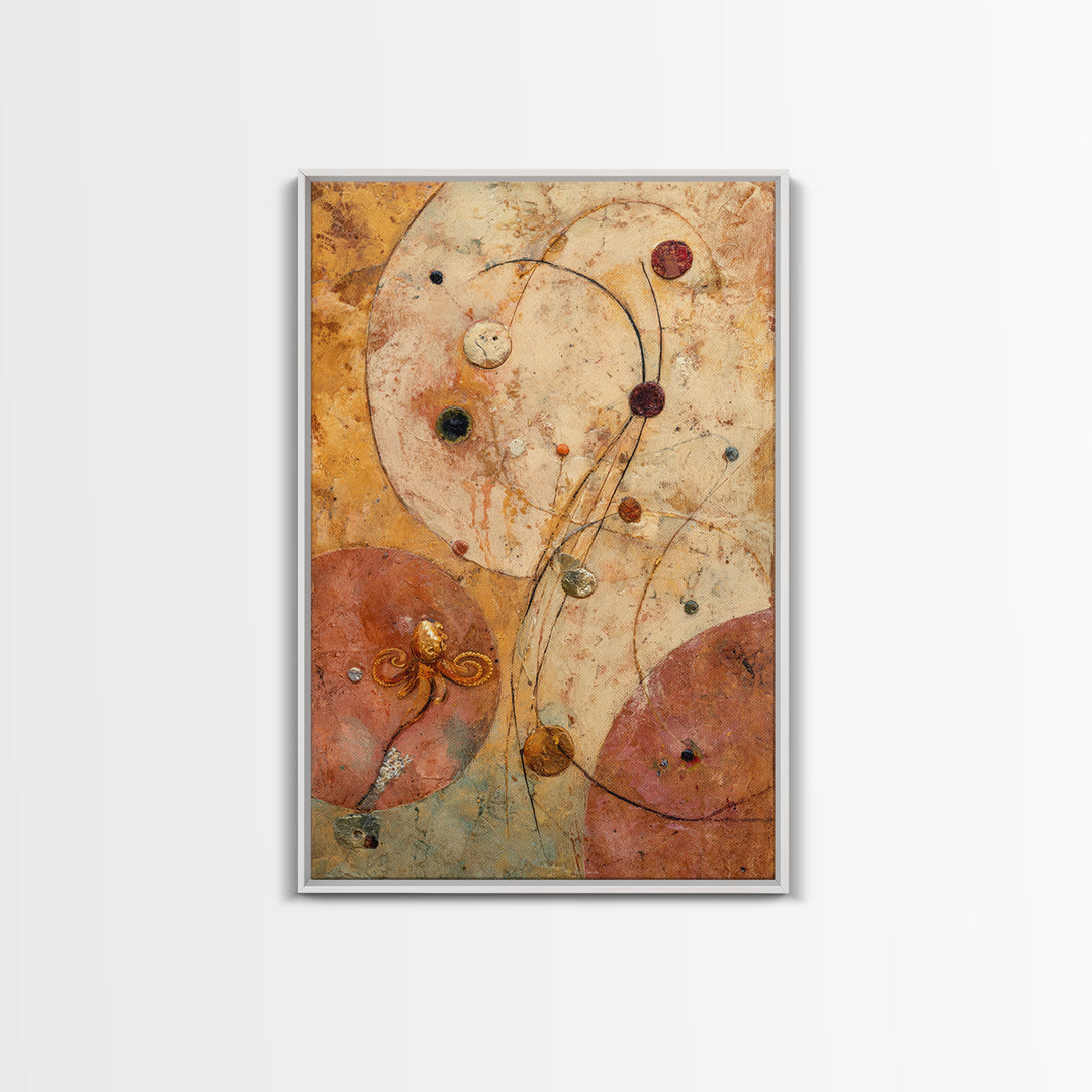 Octopus Conductor with Tiny Instruments Framed Canvas Print, Whimsical Art, Living Room Decor, Abstract Art, Wonder, WHI-2x3-26
