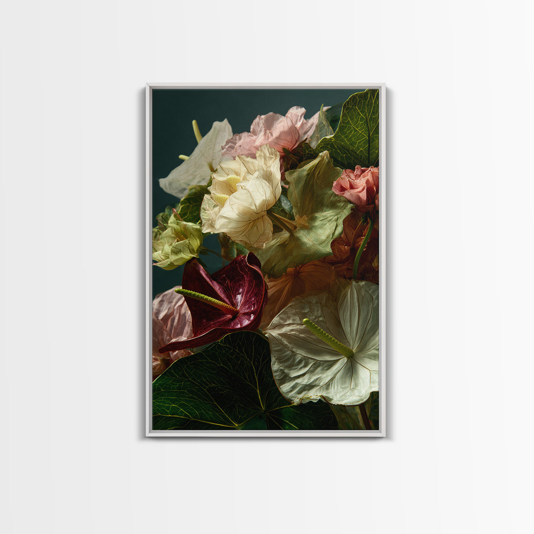 Magical Umbrella Raining Flowers Framed Canvas Print, Whimsical Art, Living Room Decor, Watercolor Art, Wonder, WHI-2x3-4