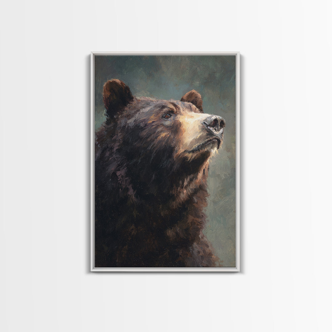 Bear Painting Stars Onto the Night Sky Framed Canvas Print, Whimsical Art, Art Nouveau, Living Room Decor, Abstract Art, Wonder, WHI-2x3-41