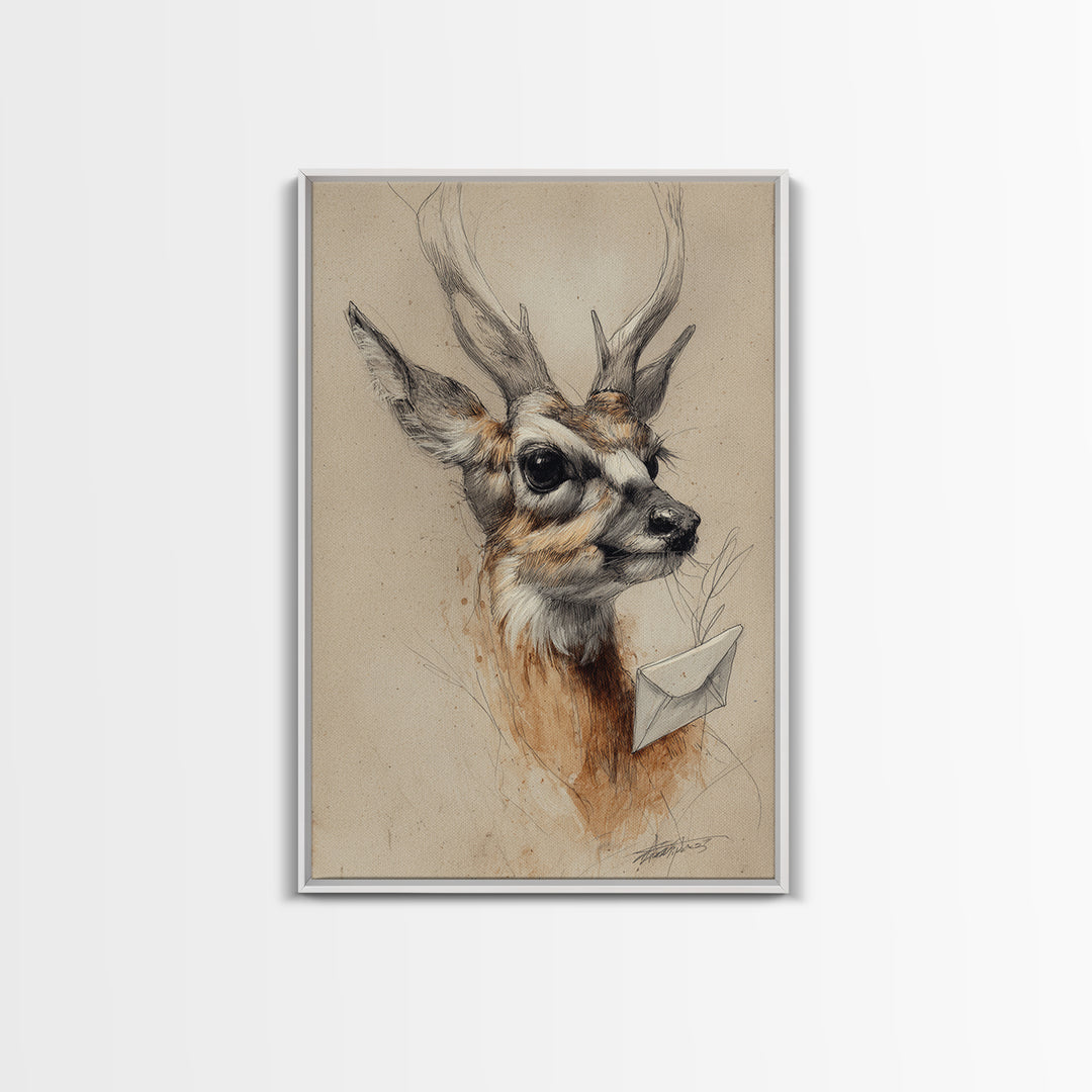 Bird Delivering a Tiny Love Letter Canvas Print, Whimsical Art, Digital Print, Living Room Decor, Fine Art, Wonder, Bird Art, WHI-2x3-79