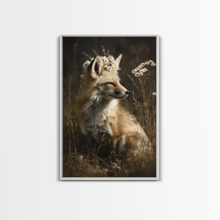 Fox Wearing a Tiny Crown Canvas Print, Whimsical Art, Dopamine Decor, Living Room Decor, Fine Art, Wonder, Fine Art Print, WHI-2x3-81