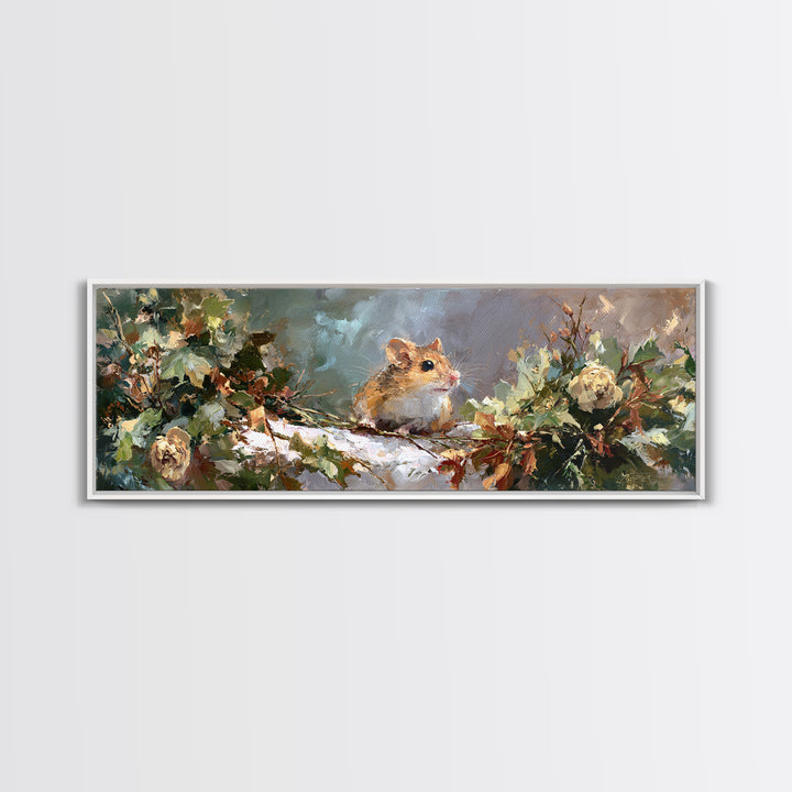 Mouse Ballerina in a Rose Garden Canvas Print, Whimsical Art, Fine Art Print, Living Room Decor, Watercolor Art, Wonder, WHI-3x1-3