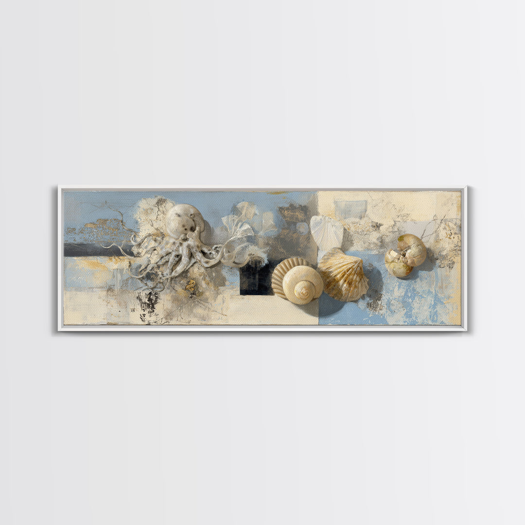 Octopus Conductor with Tiny Instruments Canvas Print, Whimsical Art, Art Nouveau, Living Room Decor, Abstract Art, Wonder, WHI-3x1-34