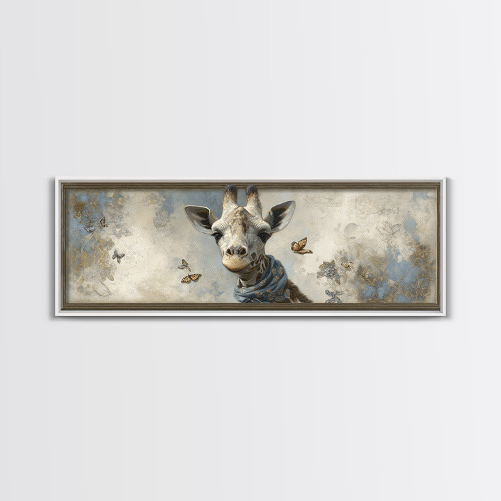 Giraffe with Scarf and Butterflies Canvas Print, Whimsical Art, Printable Art, Living Room Decor, Watercolor Art, Wonder, WHI-3x1-50