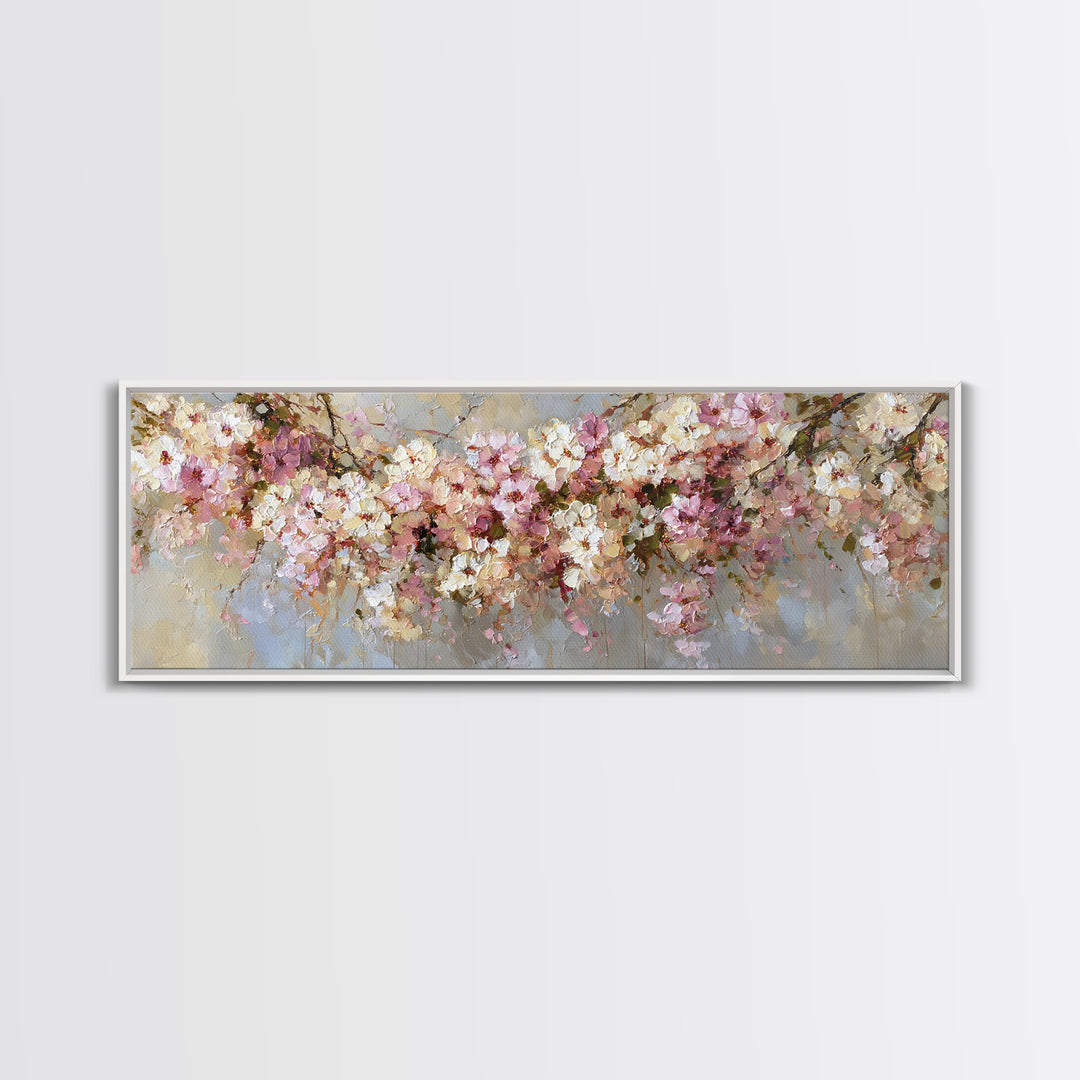 Magical Umbrella Raining Flowers Framed Canvas Print, Whimsical Art, Digital Art, Living Room Decor, Watercolor Art, Wonder, WHI-3x1-84