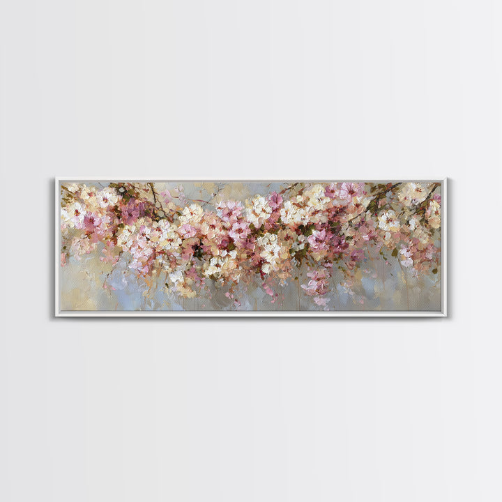 Magical Umbrella Raining Flowers Framed Canvas Print, Whimsical Art, Digital Art, Living Room Decor, Watercolor Art, Wonder, WHI-3x1-84