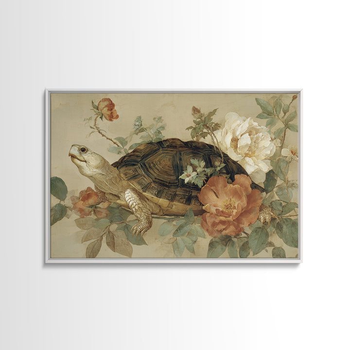 Turtle with Garden Growing on Shell Canvas Print, Whimsical Art, Printable Art, Living Room Decor, Fine Art, Wonder, Cat Art, WHI-3x2-26