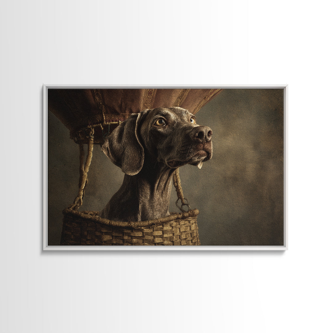 Dog in a Hot Air Balloon Canvas Print, Whimsical Art, Abstract Wall Art, Living Room Decor, Fine Art, Wonder, Neutral Decor, WHI-3x2-42