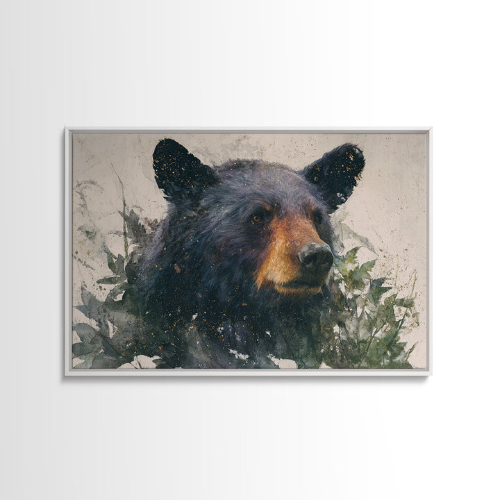 Bear Painting Stars Onto the Night Sky Canvas Print, Whimsical Art, Nursery Prints, Living Room Decor, Oil Painting, Wonder, WHI-3x2-61