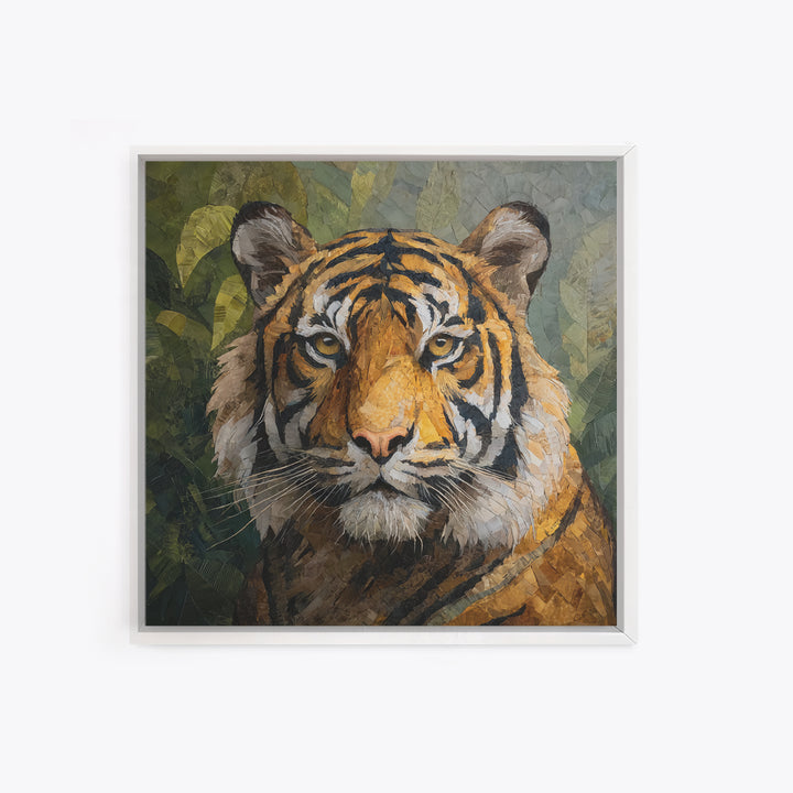 Tiger Portrait with Jungle Shadows Framed Canvas Print, Wildlife Art, Fine Art Print, Living Room Decor, Fine Art, Wild, WIL-1x1-53