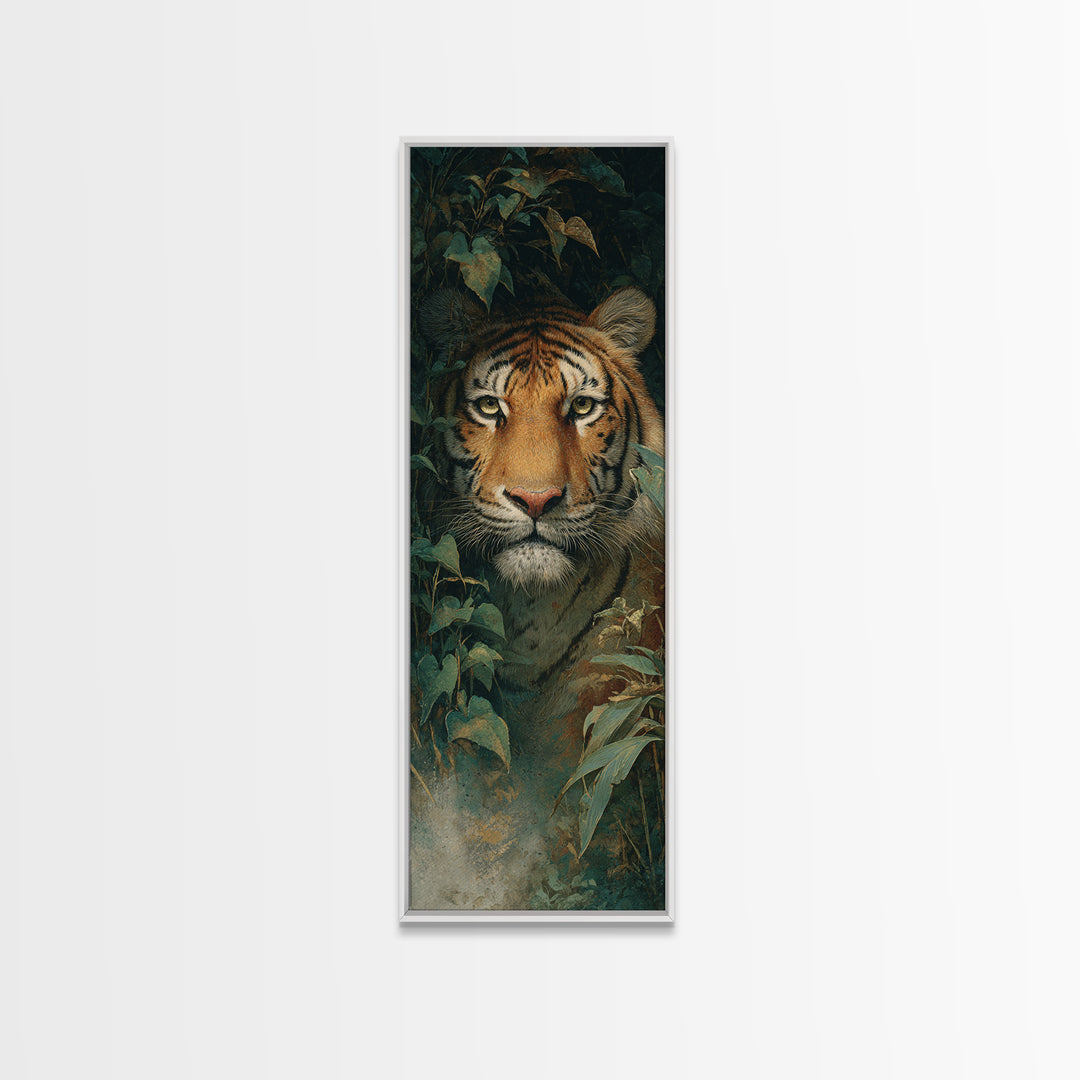 Tiger Portrait with Jungle Shadows Canvas Print, Wildlife Art, Room Decor, Living Room Decor, Fine Art, Wild, Large Wall Art, WIL-1x3-17
