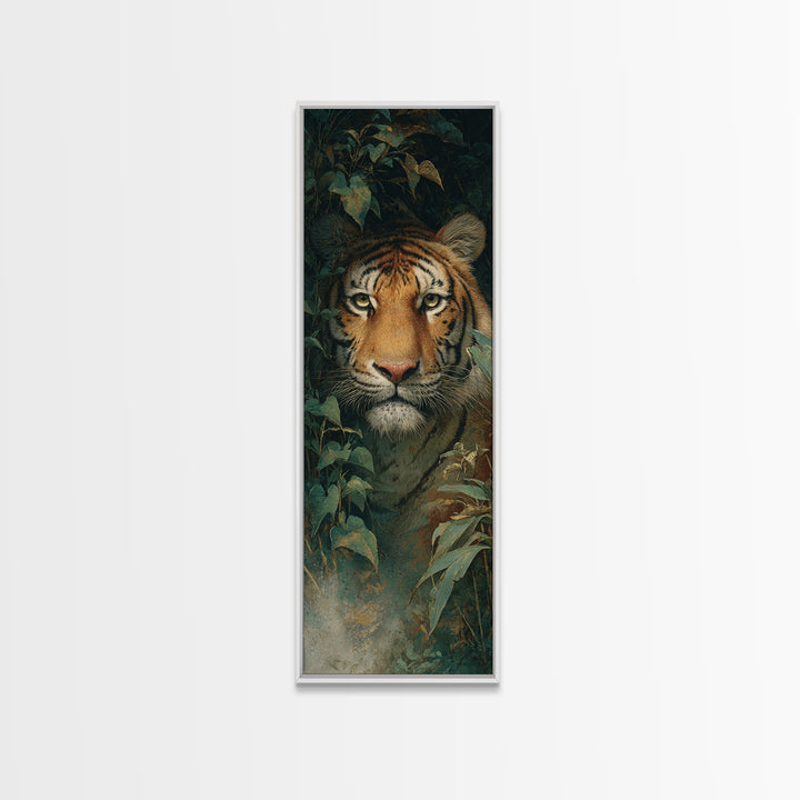 Tiger Portrait with Jungle Shadows Canvas Print, Wildlife Art, Room Decor, Living Room Decor, Fine Art, Wild, Large Wall Art, WIL-1x3-17
