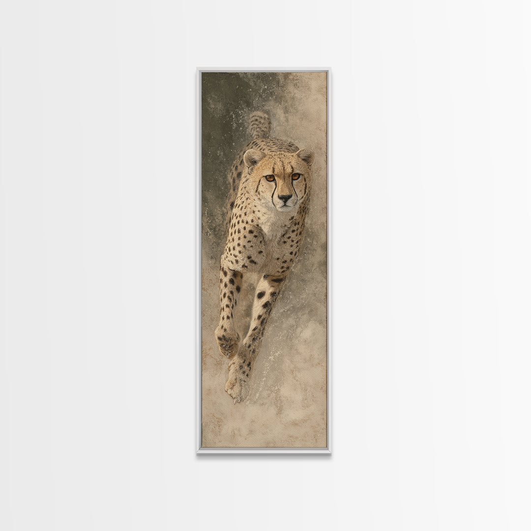 Cheetah Running Through Warm Dust Canvas Print, Wildlife Art, Fine Art Print, Living Room Decor, Abstract Art, Wild, Wall Decor, WIL-1x3-57