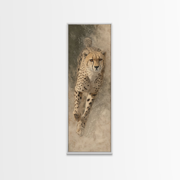 Cheetah Running Through Warm Dust Canvas Print, Wildlife Art, Fine Art Print, Living Room Decor, Abstract Art, Wild, Wall Decor, WIL-1x3-57