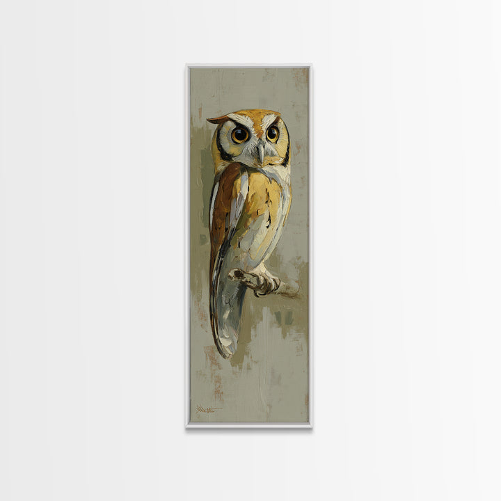 Owl Perched in Moonlit Woodland Canvas Print, Wildlife Art, Wall Art Print, Living Room Decor, Fine Art, Wild, Canvas Painting, WIL-1x3-72