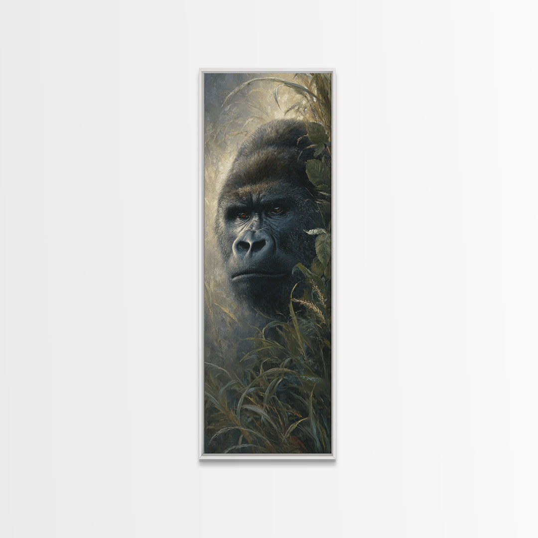 Gorilla Portrait with Powerful Gaze Canvas Print, Wildlife Art, Art Print, Living Room Decor, Fine Art, Wild, Digital Wall Art, WIL-1x3-77