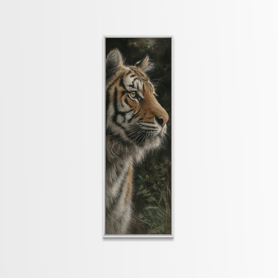 Tiger Portrait with Jungle Shadows Canvas Print, Wildlife Art, Landscape Art, Living Room Decor, Fine Art, Wild, Modern Decor, WIL-1x3-89