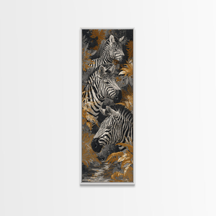 Zebra Herd in Graphic Black and White Canvas Print, Wildlife Art, Nature Wall Art, Living Room Decor, Fine Art, Wild, WIL-1x3-95