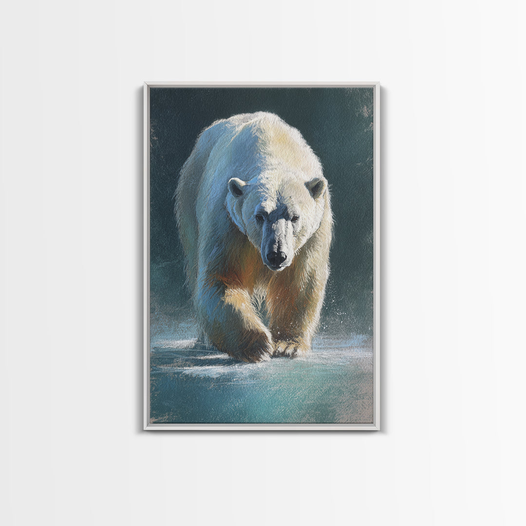 Polar Bear Crossing Blue Ice Canvas Print, Wildlife Art, Art Print, Living Room Decor, Fine Art, Wild, Digital Wall Art, WIL-2x3-23
