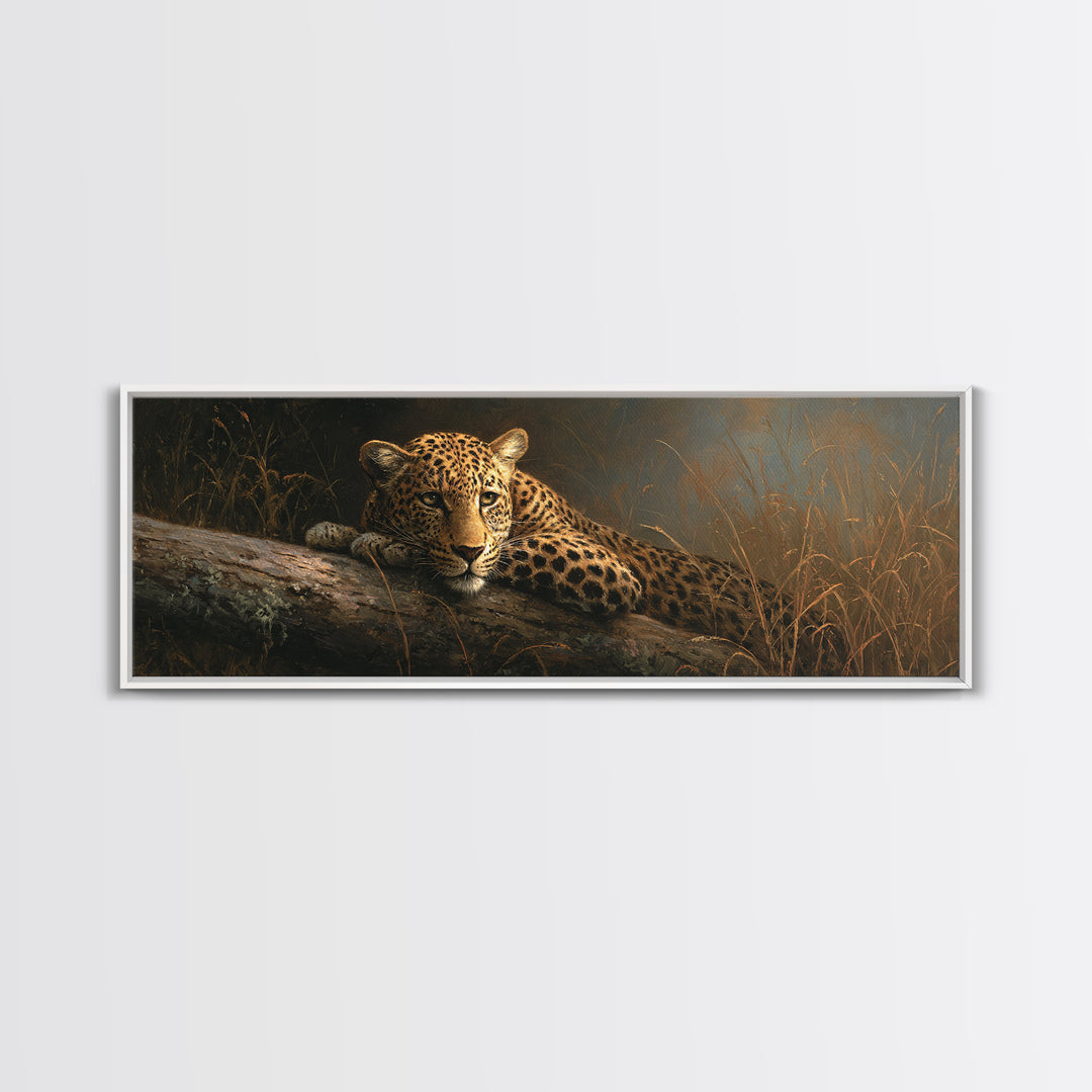 Leopard Resting on Tree Branch Canvas Print, Wildlife Art, Wall Art, Living Room Decor, Watercolor Art, Wild, Modern Wall Art, WIL-3x1-30