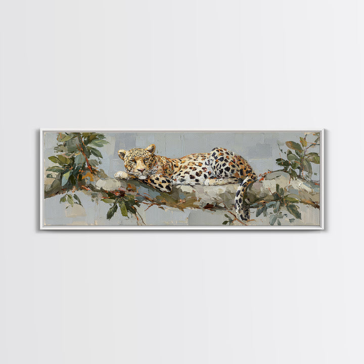 Leopard Resting on Tree Branch Canvas Print, Wildlife Art, Leopard Wall Art, Living Room Decor, Fine Art, Wild, Fine Art Print, WIL-3x1-6