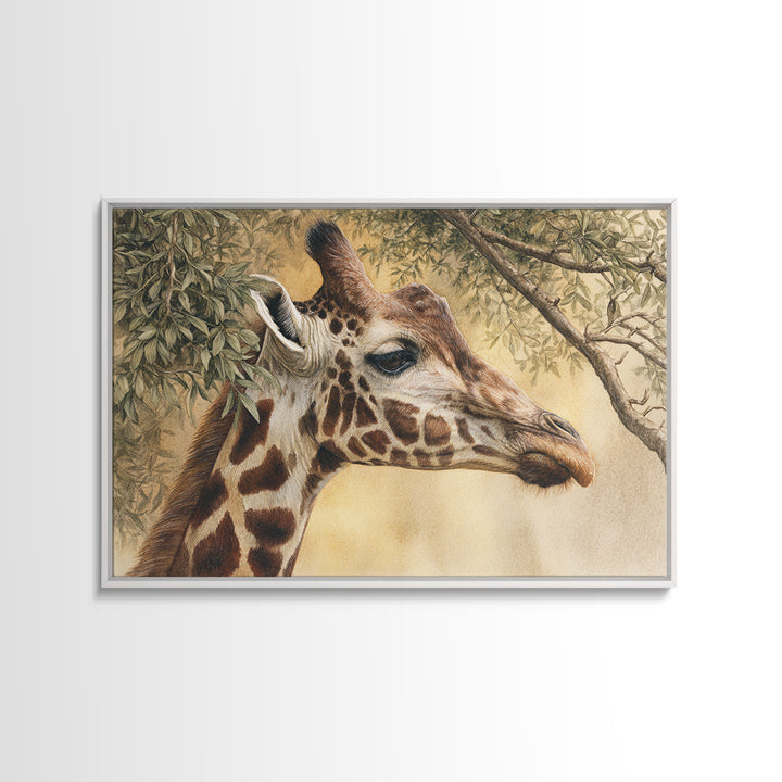 Giraffe Pair under Acacia Tree Canvas Print, Wildlife Art, Leopard Wall Art, Living Room Decor, Fine Art, Wild, Fine Art Print, WIL-3x2-11