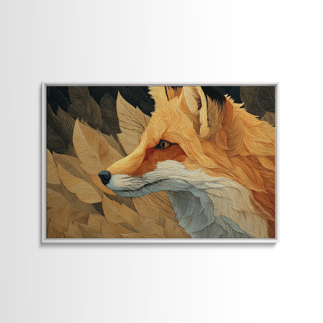 Fox in Autumn Forest Leaves Canvas Print, Wildlife Art, Leopard Wall Art, Living Room Decor, Fine Art, Wild, Fine Art Print, WIL-3x2-37