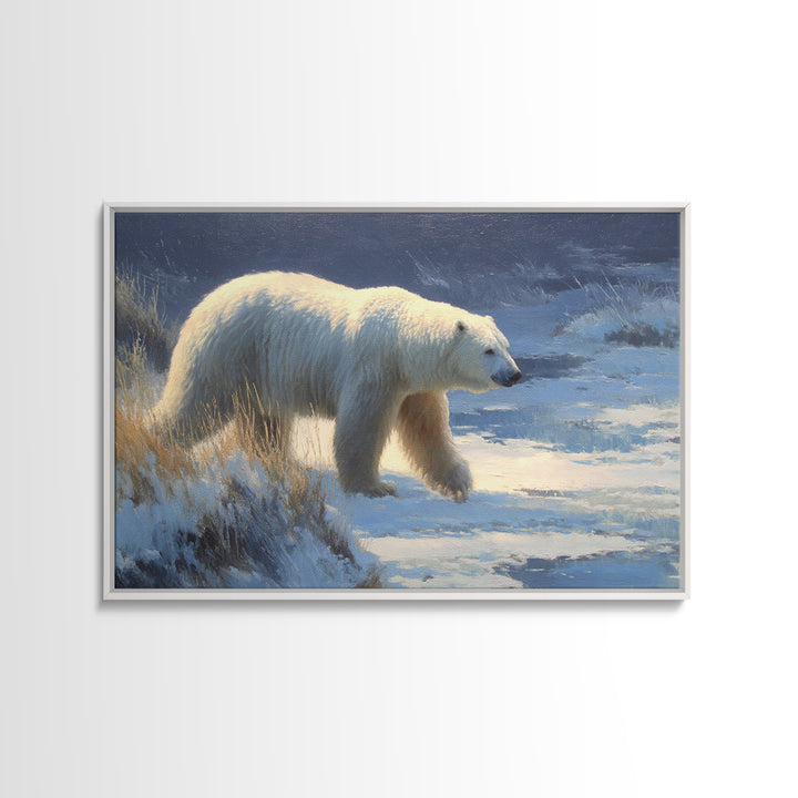 Polar Bear Crossing Blue Ice Canvas Print, Wildlife Art, Unique Home Decor, Living Room Decor, Abstract Art, Wild, WIL-3x2-43