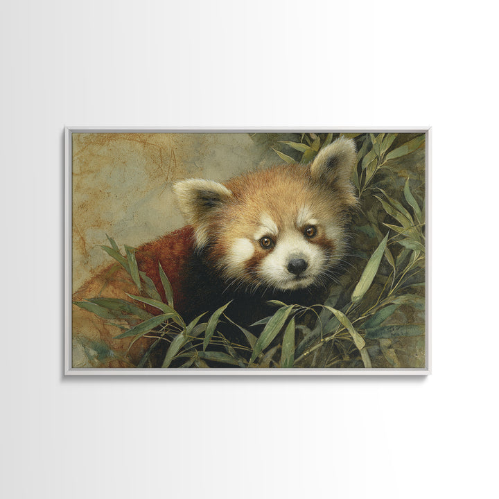 Red Panda Among Bamboo Leaves Canvas Print, Wildlife Art, Leopard Wall Art, Living Room Decor, Fine Art, Wild, Fine Art Print, WIL-3x2-48