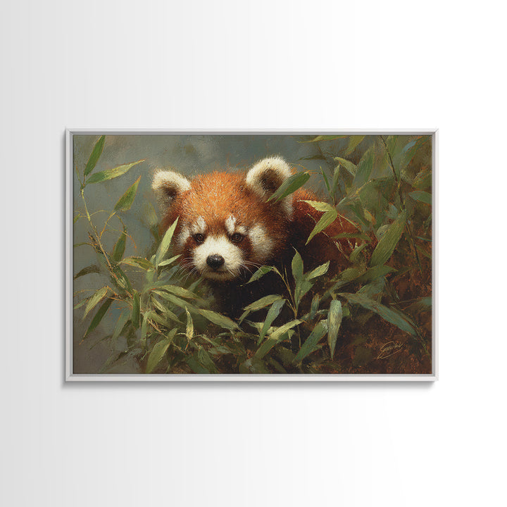 Red Panda Among Bamboo Leaves Canvas Print, Wildlife Art, Modern Decor, Living Room Decor, Fine Art, Wild, Home Decor, WIL-3x2-72
