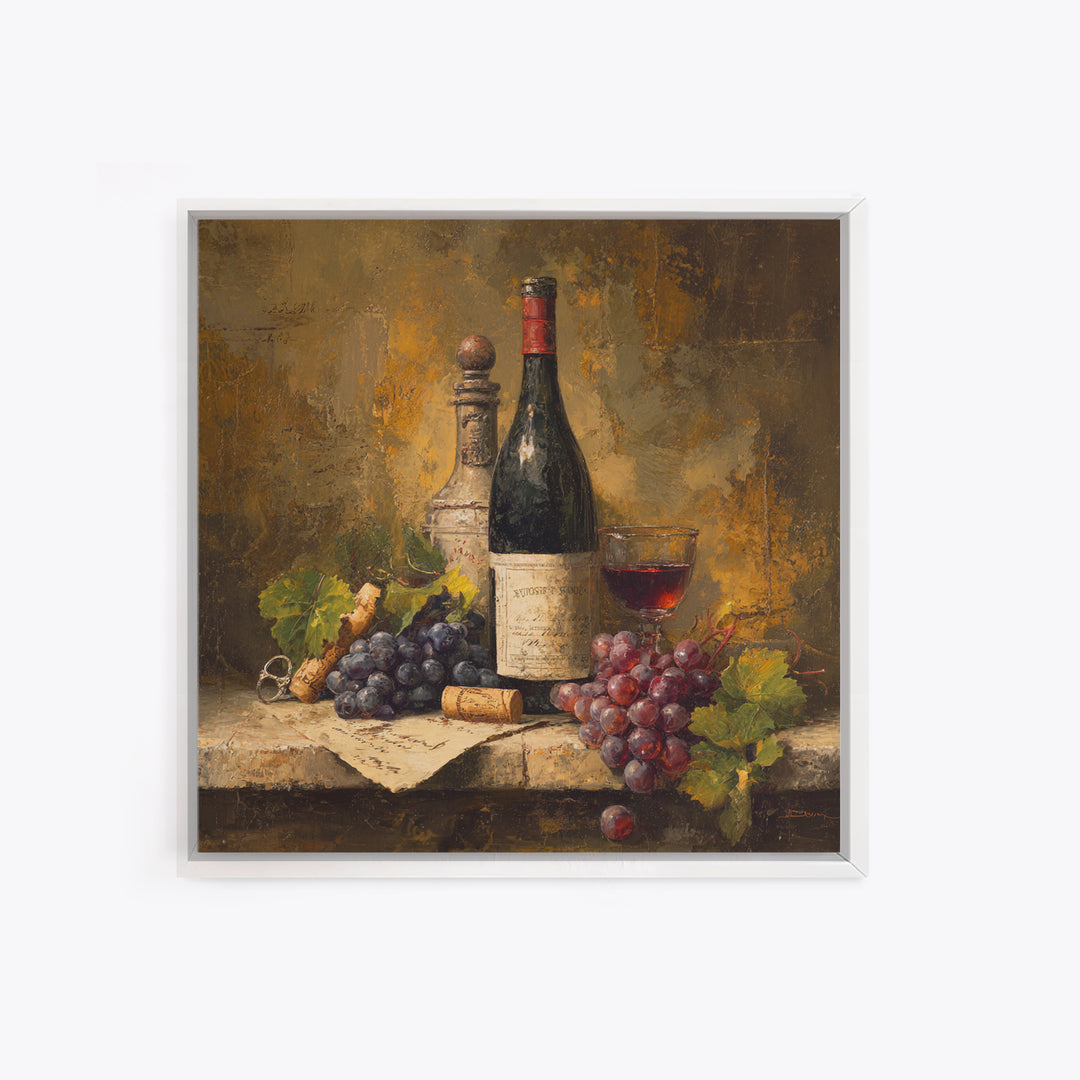 Old Cellar Key and Wine Label Shapes Framed Canvas Print, Winery Art, Wall Decor, Winery Decor, Fine Art, Vineyard, Kitchen Art, WIN-1x1-12