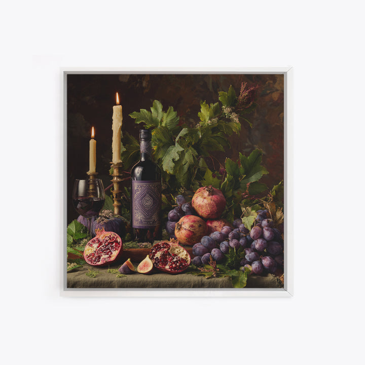 Pomegranate Figs and Red Wine Composition Canvas Print, Winery Art, Gallery Decor, Winery Decor, Fine Art, Vineyard, Wall Art, WIN-1x1-17