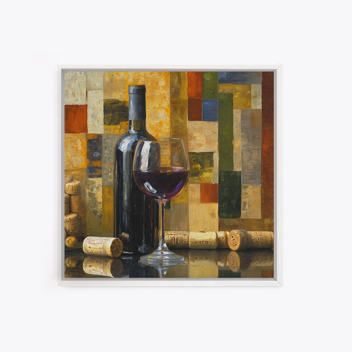 Corks Arranged as Geometric Pattern Canvas Print, Winery Art, Retro Wall Art, Winery Decor, Abstract Art, Vineyard, WIN-1x1-18