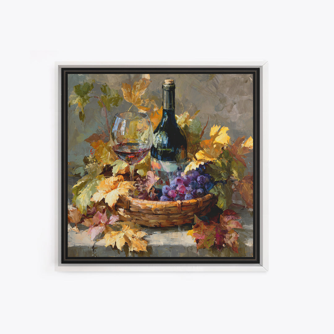 Wine Harvest Basket Canvas Print, Winery Art, Kitchen Wall Decor, Winery Decor, Oil Painting, Vineyard, Fine Art Print, WIN-1x1-22