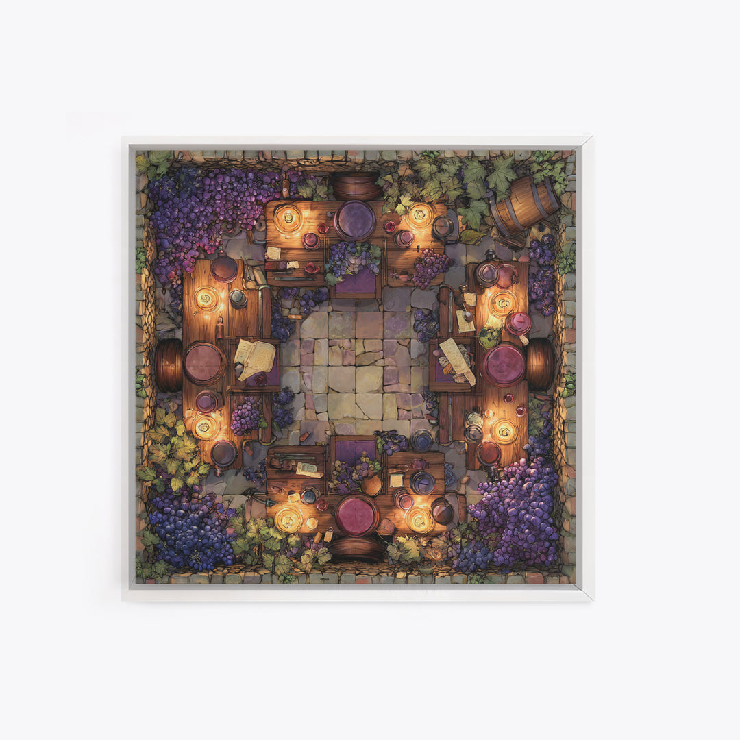 Wine Barrel with Lavender and Sunlight Canvas Print, Winery Art, Travel Poster, Winery Decor, Oil Painting, Vineyard, WIN-1x1-30
