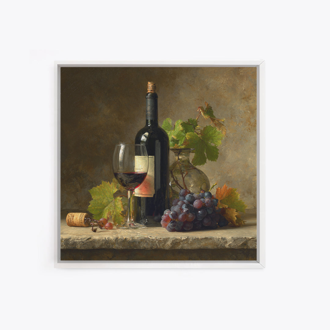 Wine Tasting Flight Rendered as Elegant Still Framed Canvas Print, Winery Art, Cocktail Wall Art, Winery Decor, Watercolor Art, WIN-1x1-34