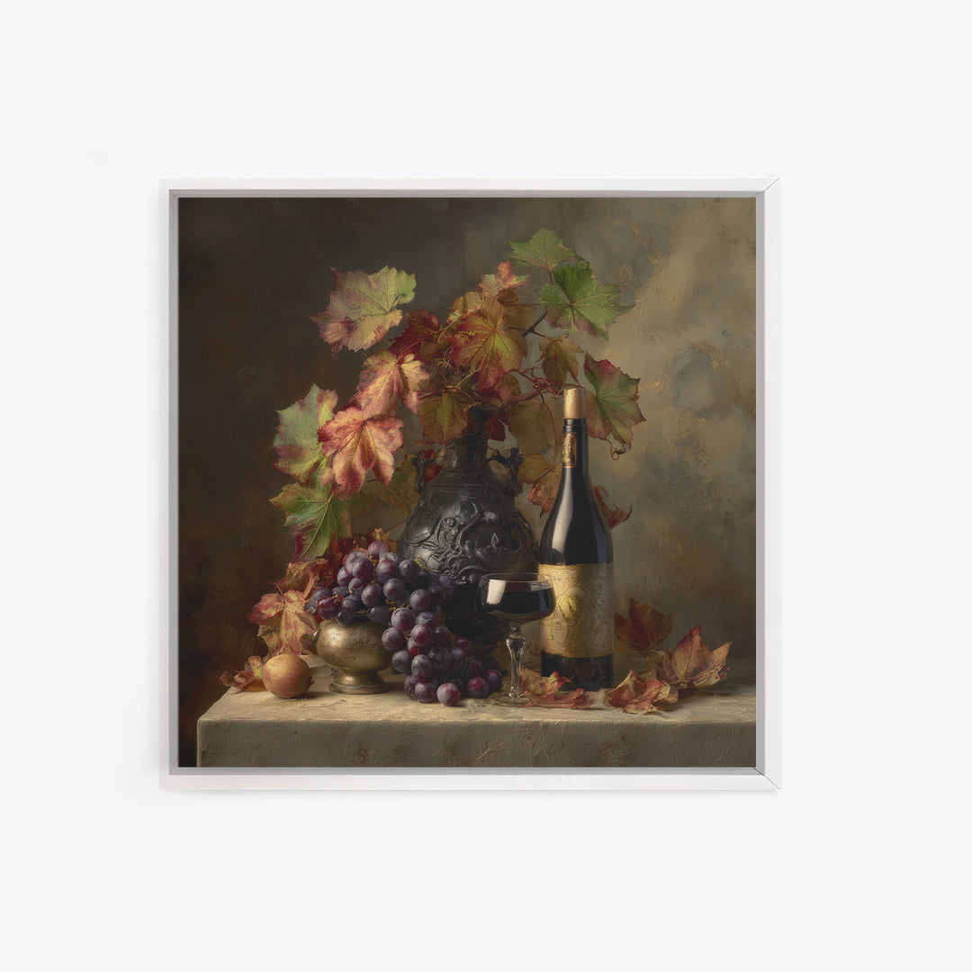 Vine Leaves Turning Autumn Red and Gold Canvas Print, Winery Art, Watercolor Painting, Winery Decor, Fine Art, Vineyard, WIN-1x1-35