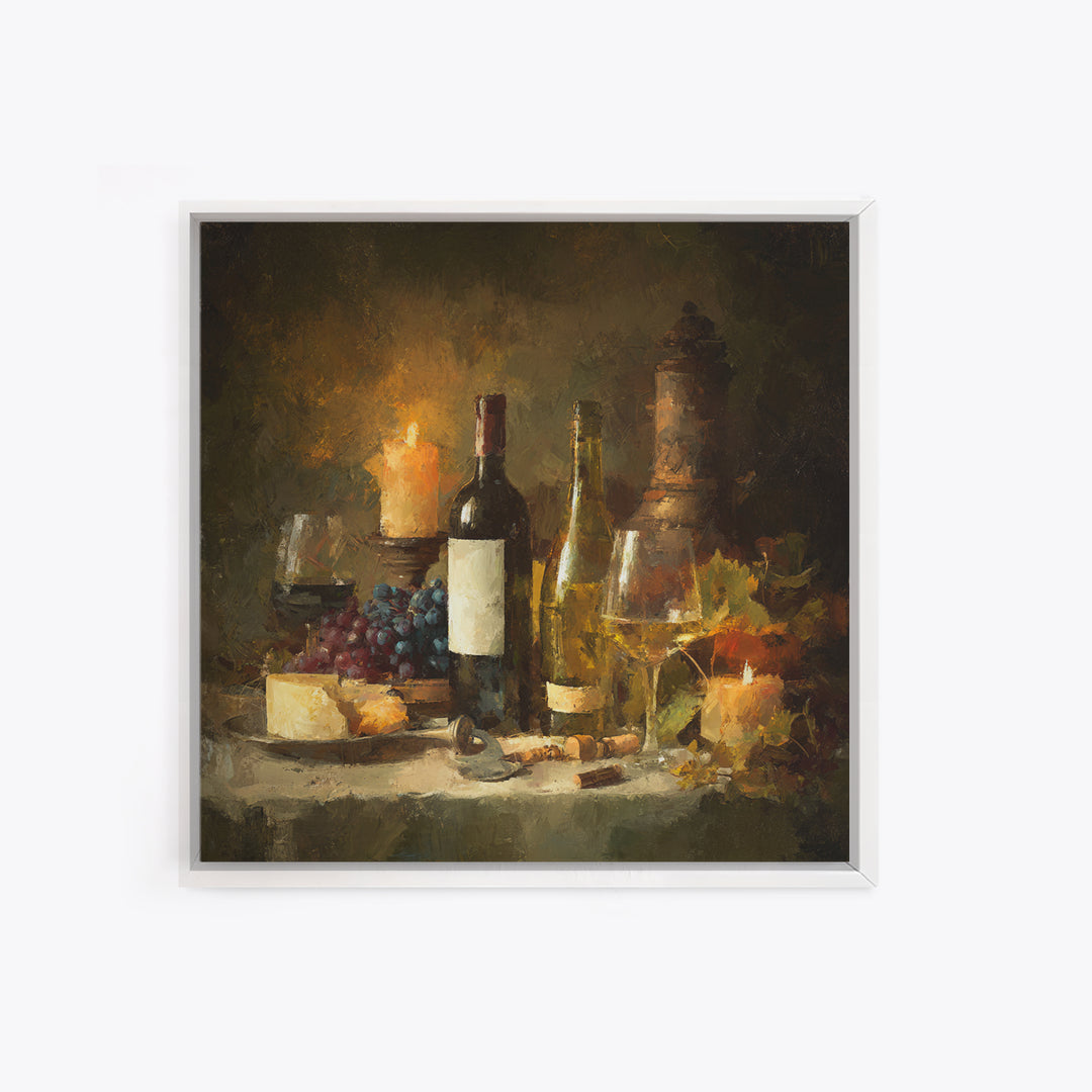 Old Cellar Key and Wine Label Shapes Canvas Print, Winery Art, Oil Painting, Winery Decor, Abstract Art, Vineyard, WIN-1x1-36