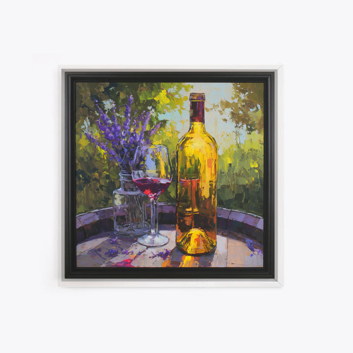 Wine Barrel with Lavender and Sunlight Canvas Print, Winery Art, Travel Poster, Winery Decor, Oil Painting, Vineyard, WIN-1x1-54